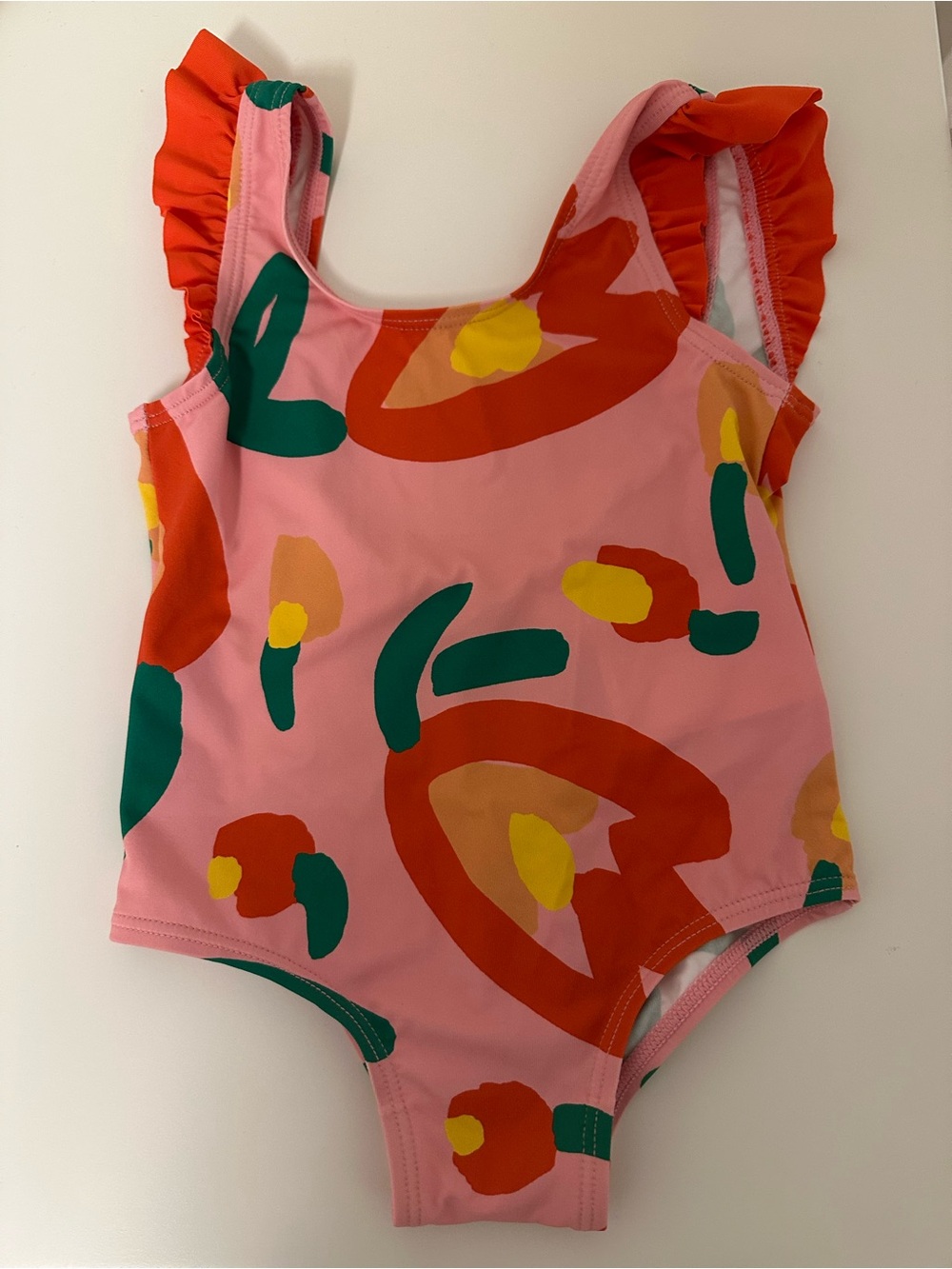 Stella McCartney Pink Floral One-Piece Swimsuit with Ruffle Straps